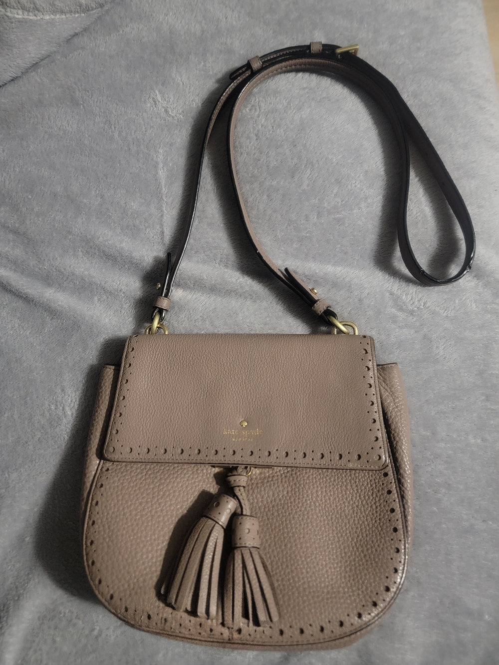 kate spade taupe Leather Crossbody with Tassels